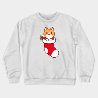 Cute Orange Tabby Cat Inside a Christmas Stocking Crewneck Sweatshirt